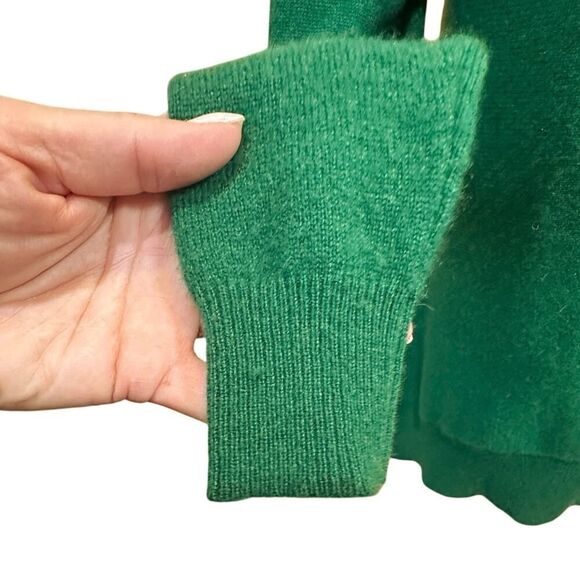 Sofia 100% Cashmere V Neck Ribbed Hem Emerald Green Pullover Sweater Women’s XS - Picture 8 of 15